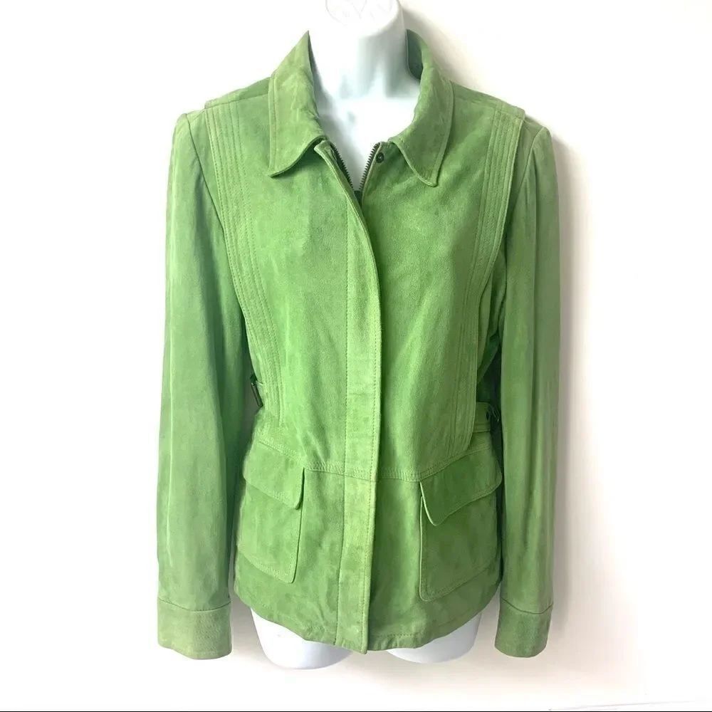 Michael KORS Green Suede Zip Jacket W/ pockets